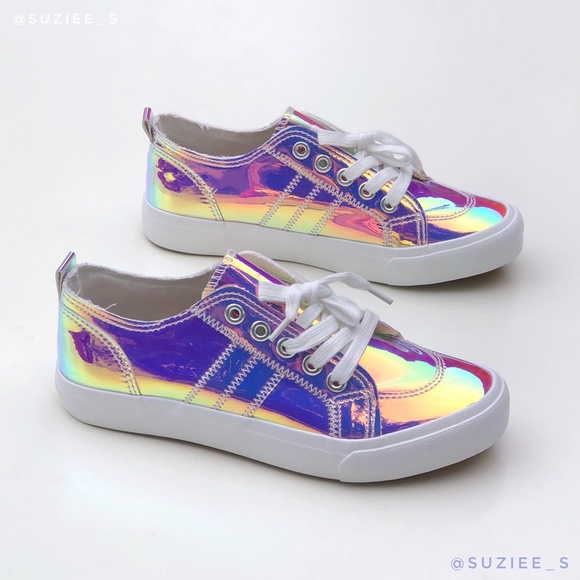 POP Holographic Declan Lace up Sneakers 8 NWT - Picture 4 of 12